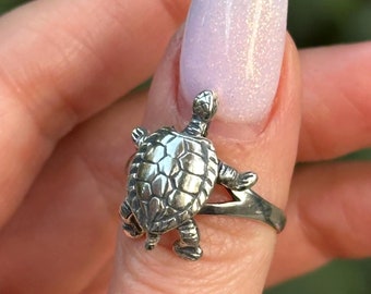 Schildkröte Ring Silber, Tierschmuck, Tierring, Tierliebhaber, Tiergeschenk, Ring mit beweglichen Elementen verspielt