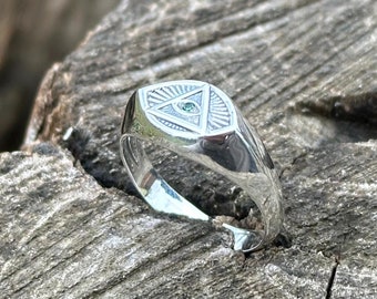 Anillo Masónico del Ojo de la Providencia - Anillo de Sello Masónico Illuminati para Hombre y Mujer