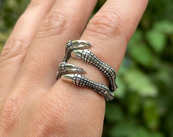 Bague Homme Dragon Griffe Acier Inoxydable – Bague Gothique Vintage Réglable Ouverte – Style Punk Cool & Puissant