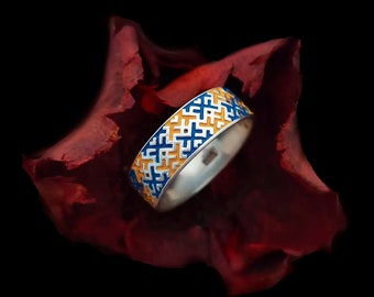 Ukraine jewelry Ukrainian ring Ukraine ornament ring Ukrainian ring Embroidery ring ukraine ornament vishivanka