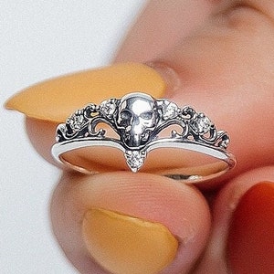 Goth ring Skull ring Skull wedding ring Gothic ring Gothic engagement ring