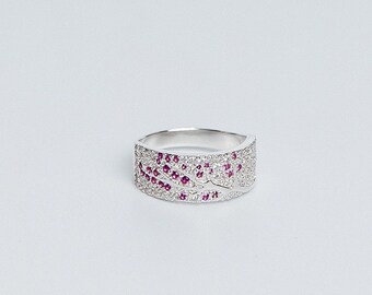 Sakura ring Sakura jewelry Japanese ring Silver flower ring Branch ring Pink sapphire ring