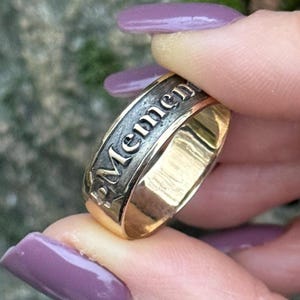 Memento Mori-ring: zilveren, gouden of bronzen Vivere-ring, gotische herinnering aan sterfelijkheid
