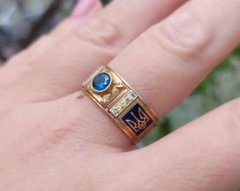 Ukrainian tryzub 14k gold filled ring for women handmade ukraine jewelry