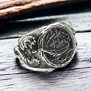 Handgefertigter Wikingerring von Drakkar aus Silber