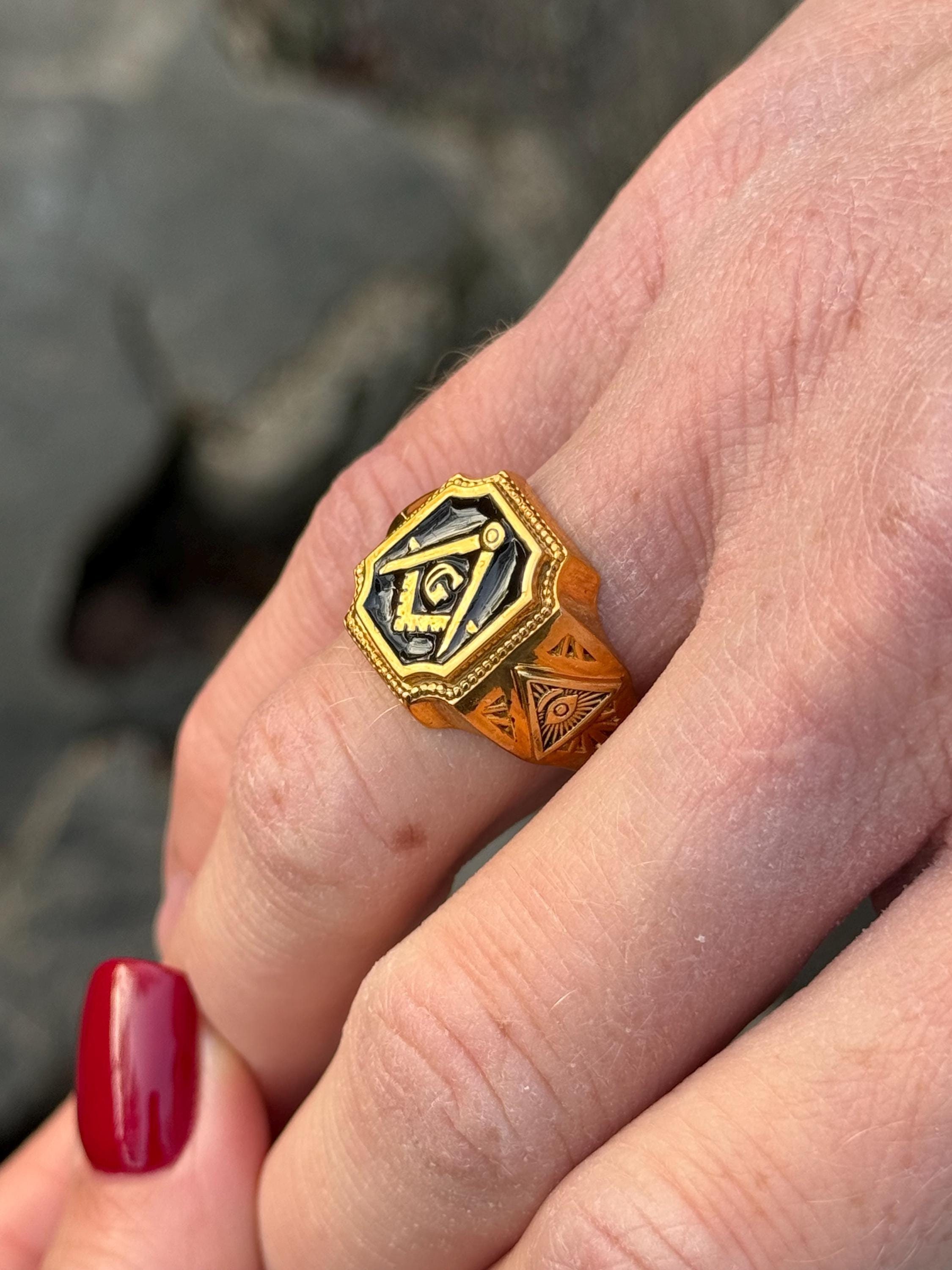 Freemason Ring Freemason Masonic Ring 18k Gold Sterling Silver