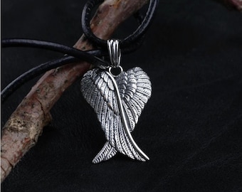Angel Wings Necklace Pendant in Sterling Silver • Guardian Angel Jewelry • Memorial Necklace • Spiritual Gift • Wing Charm Necklace