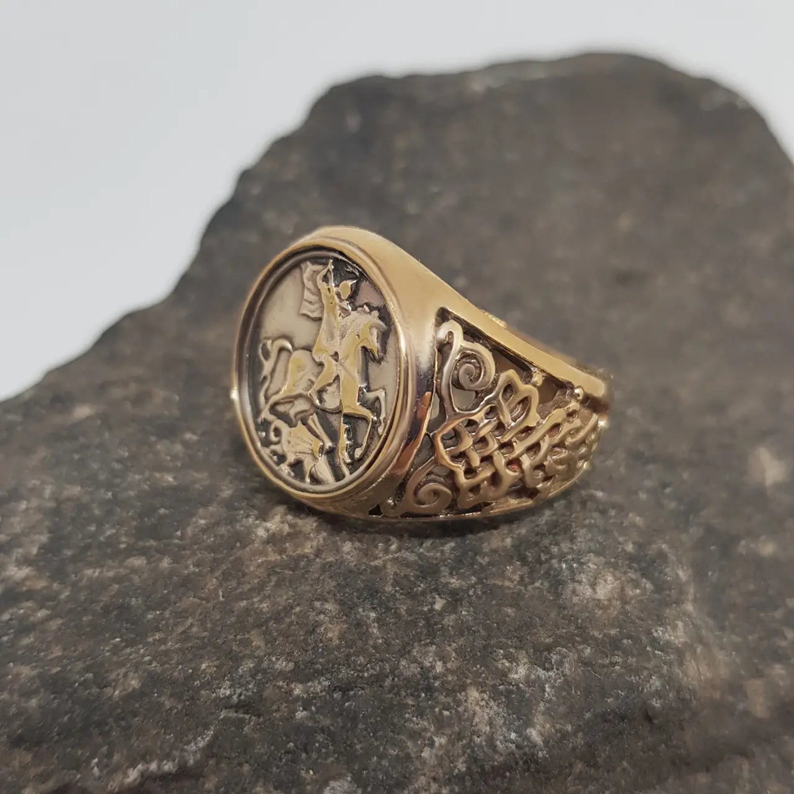 Saint George the Victorious Ring – Silver Signet Ring With Dragon ...