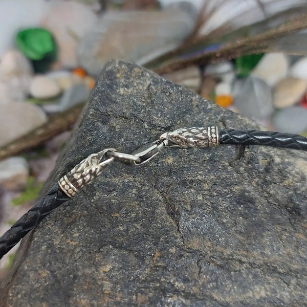 Black Braided Leather Necklace With Sterling Silver Clasp - 3mm Cord, 8 Lengths (16" To 30")