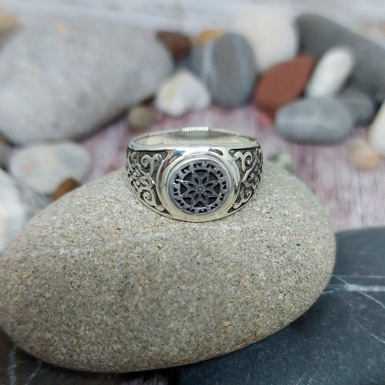 Slavic Rings Slavic Sun Star Alatyr Ring of Power – Handmade Viking Ring, Norse ...