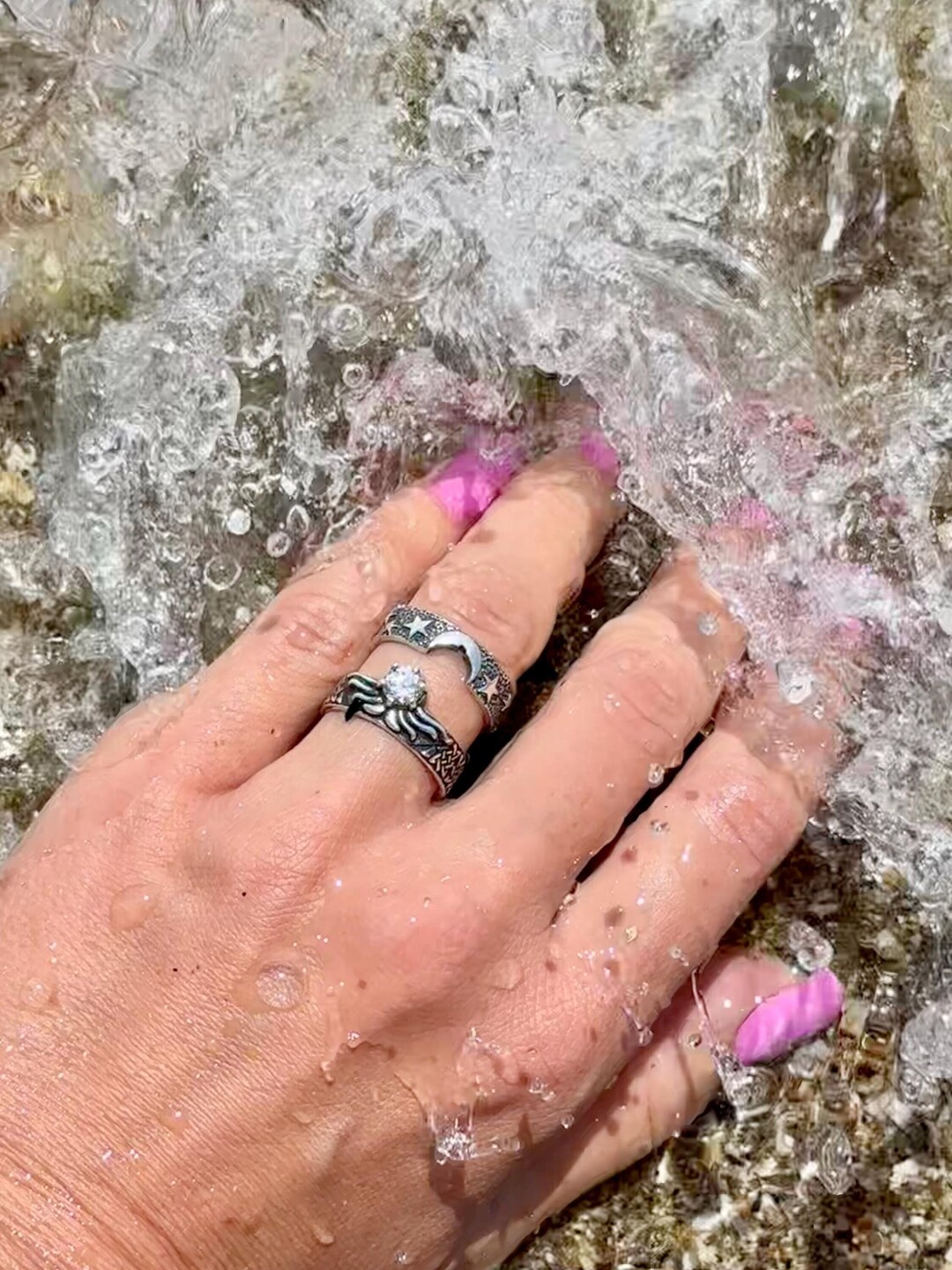 Anello Solitario Con Nodo Celtico In Argento Sterling Con Topazio Vintage, Taglia UK L1/2, Taglia USA 5 3/4, Taglia UE 51 - Italia - Foto 7