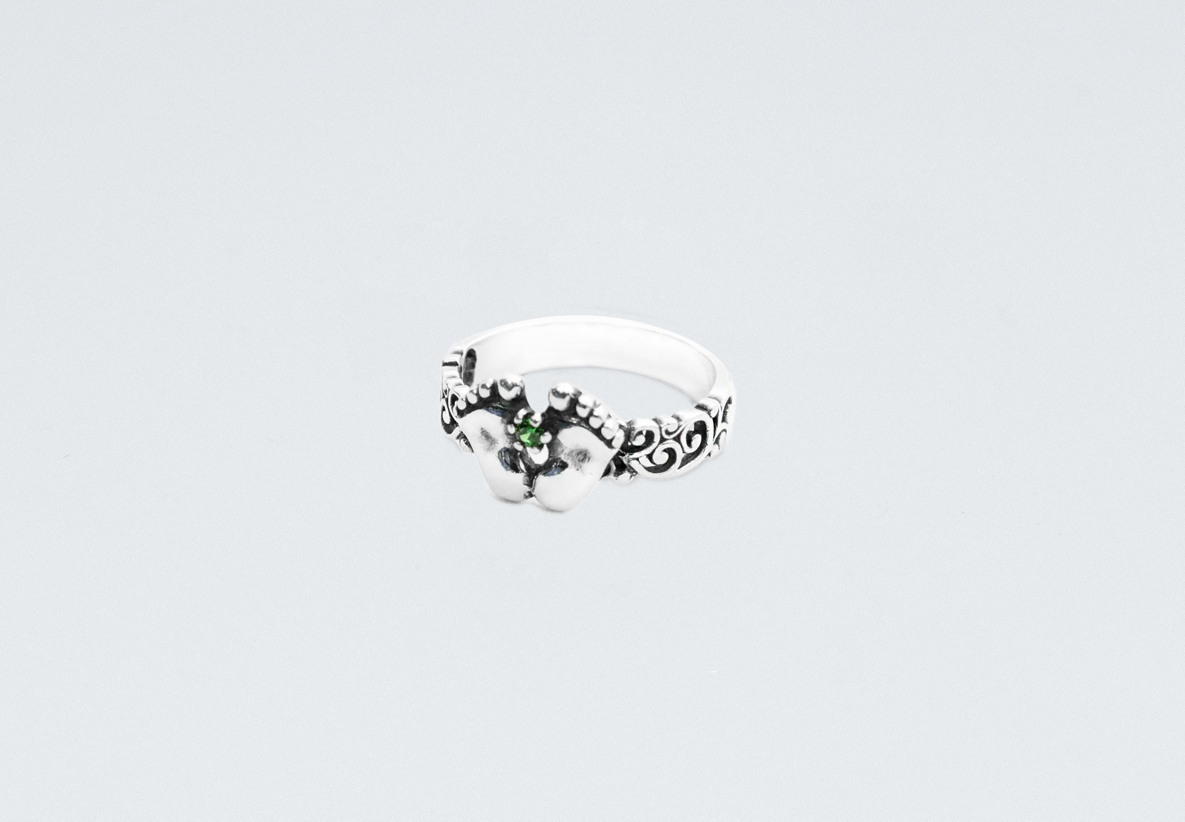 Baby feet ring shop with birthstone