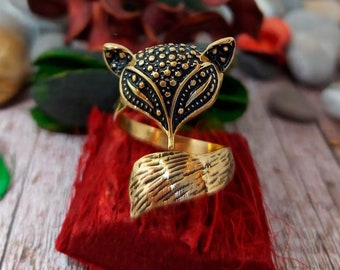 Fox Ring - Cute Animal Jewelry - Bronze Fairy Ring - Unique Fox Jewelry for Women