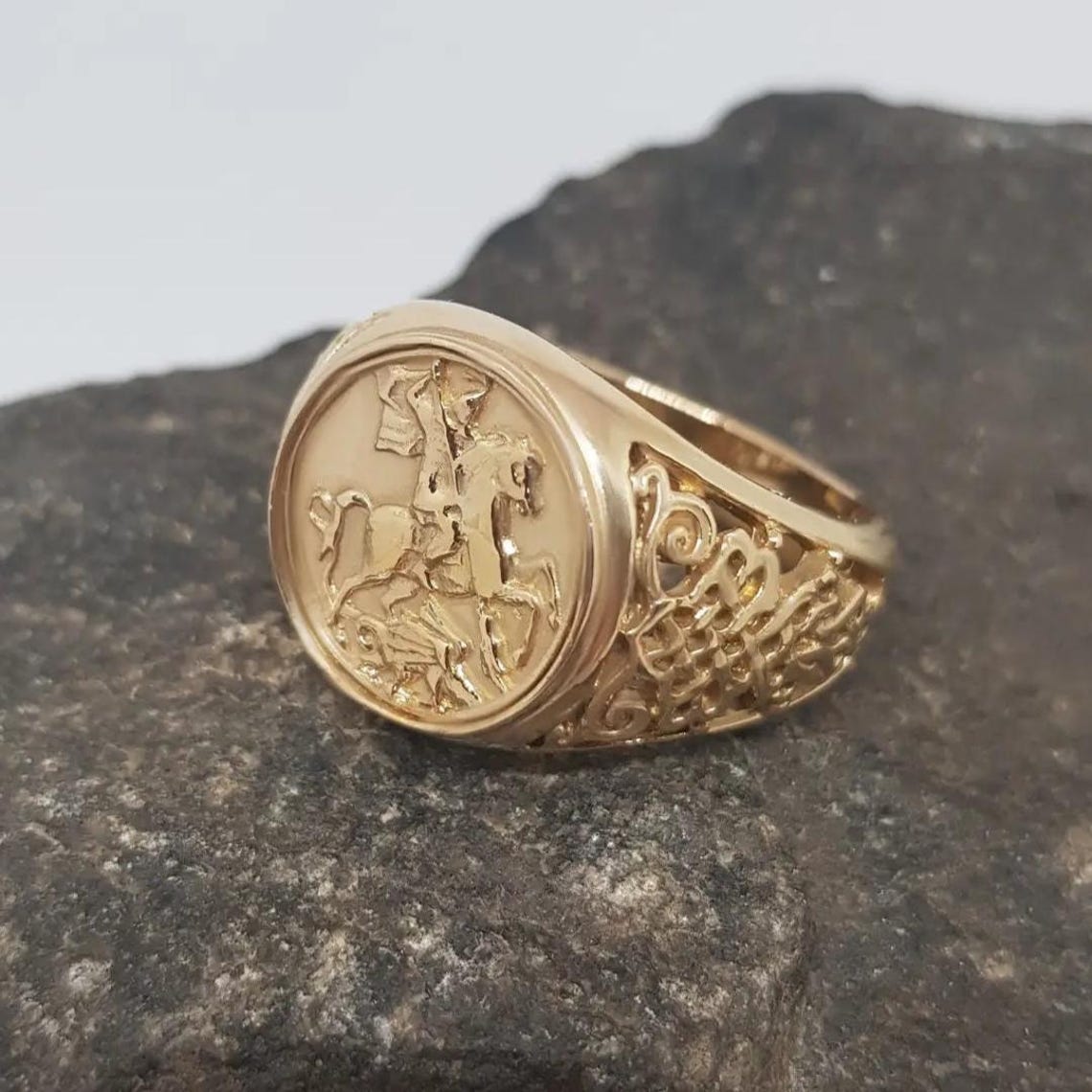 Saint George the Victorious Ring – Silver Signet Ring With Dragon ...