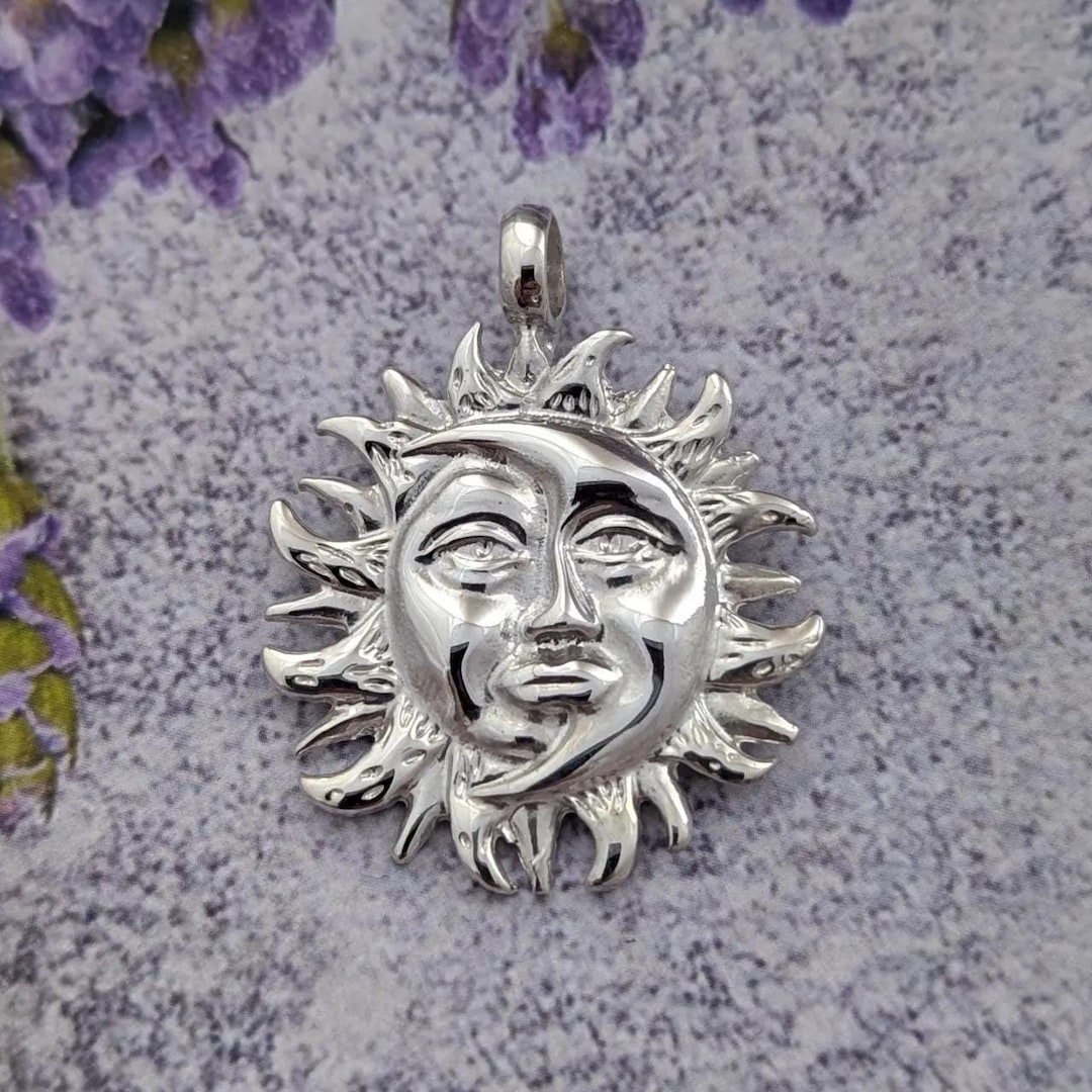 Silver Sun & Moon Pendant Necklace - Celestial Jewelry in Sterling ...