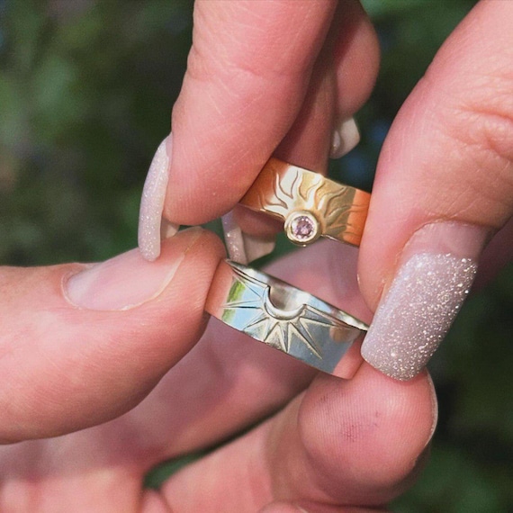 Celestial Sparkling Sun and Moon Ring Set | Two-tone | Pandora