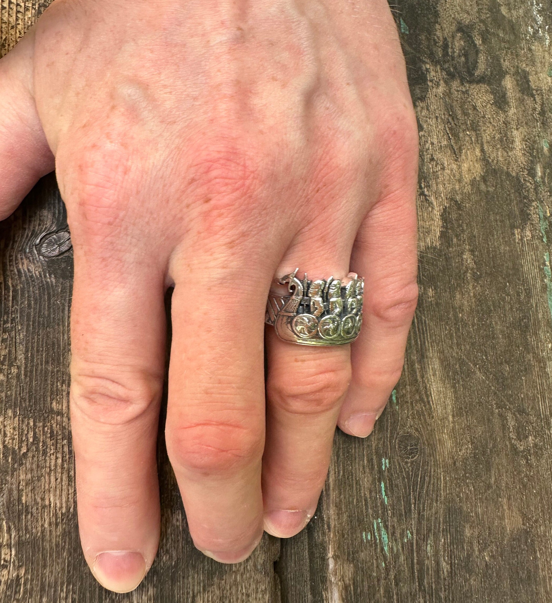 Drakkar Viking Ship Nordic Ring Mens Viking Ring 925 Silver Etsy