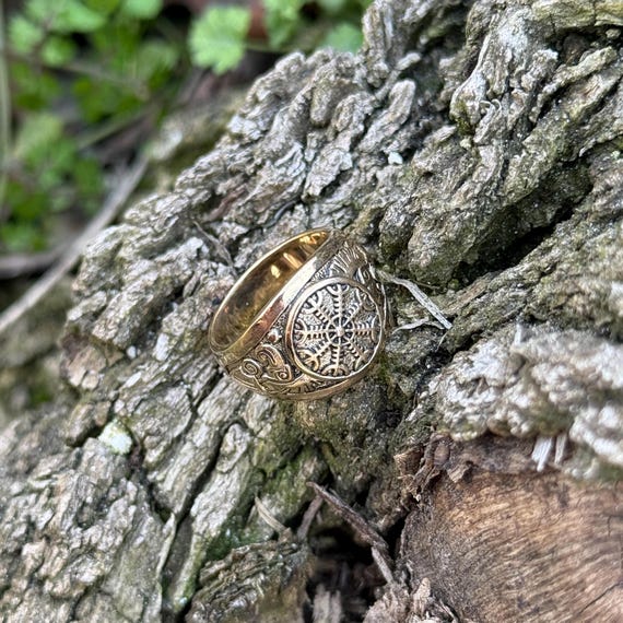 Bague corbeau nordique et vegvisir Hugin et Munin, ornement