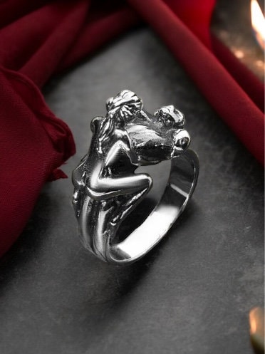 Erotic Silver Kamasutra Rider Position Ring • Naughty Adult Ring