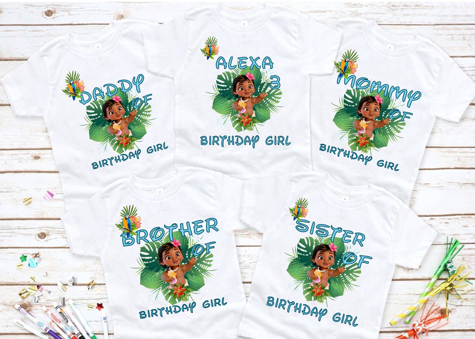 moana birthday shirts for family