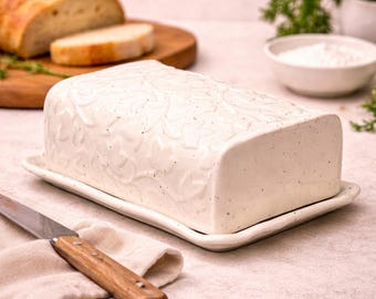 Double Wide Handmade Ceramic Butter Dish with Lid