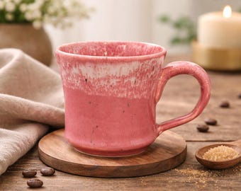 Handmade ceramic rose colored mug