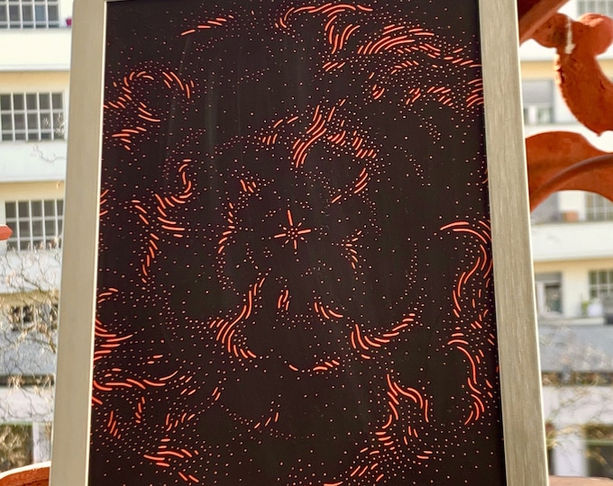 Supernova · Fluorescent orange-red · Limited edition handmade screen print