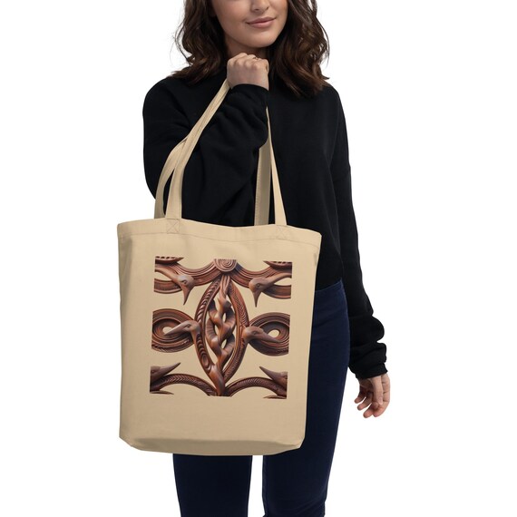 Maori Whakairo Carving Strip Tote – Koru, Rauponga Manaia