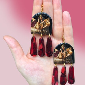 Full size Judith Slaying Holofernes Earrings // Artemisia Gentileschi // Mythology Earrings // Dark Academia gift