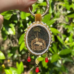 The Unicorn Tapestries Hunt of the Unicorn Bead Embroidery Bag Charm