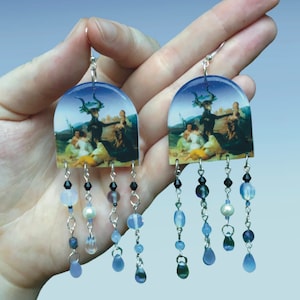 Hexensabbat Ohrringe Goya Hexen baumelnde perlenbesetzte Ton Ohrringe Goth Schmuck Witchy Witchcraft Ohrringe Geschenk für Hexen gruseliges Geschenk