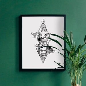 Jurassic Park Print, Black and White, Minimalist Art, Downloadable Print, 11x14, 8x10