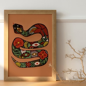 Snake Wall Print | Printable Wall Art, Wall Art Print, Boho Art Print, Snake Wall Decor, Moody Art, Gallery Wall, Snake Art, Desert Wall Art
