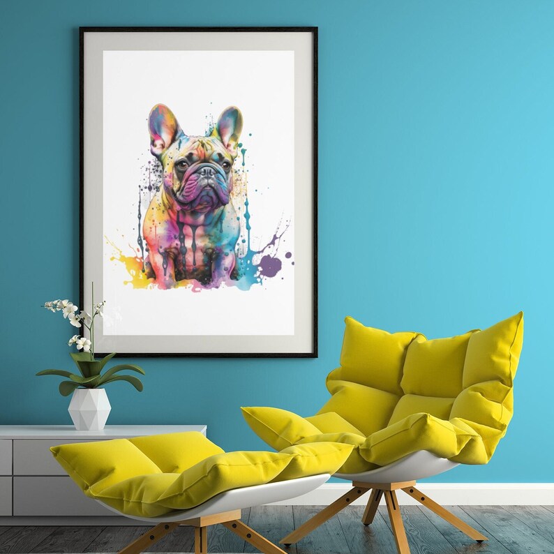 French Bulldog Rainbow Splash Art Printable Dog Lovers Etsy