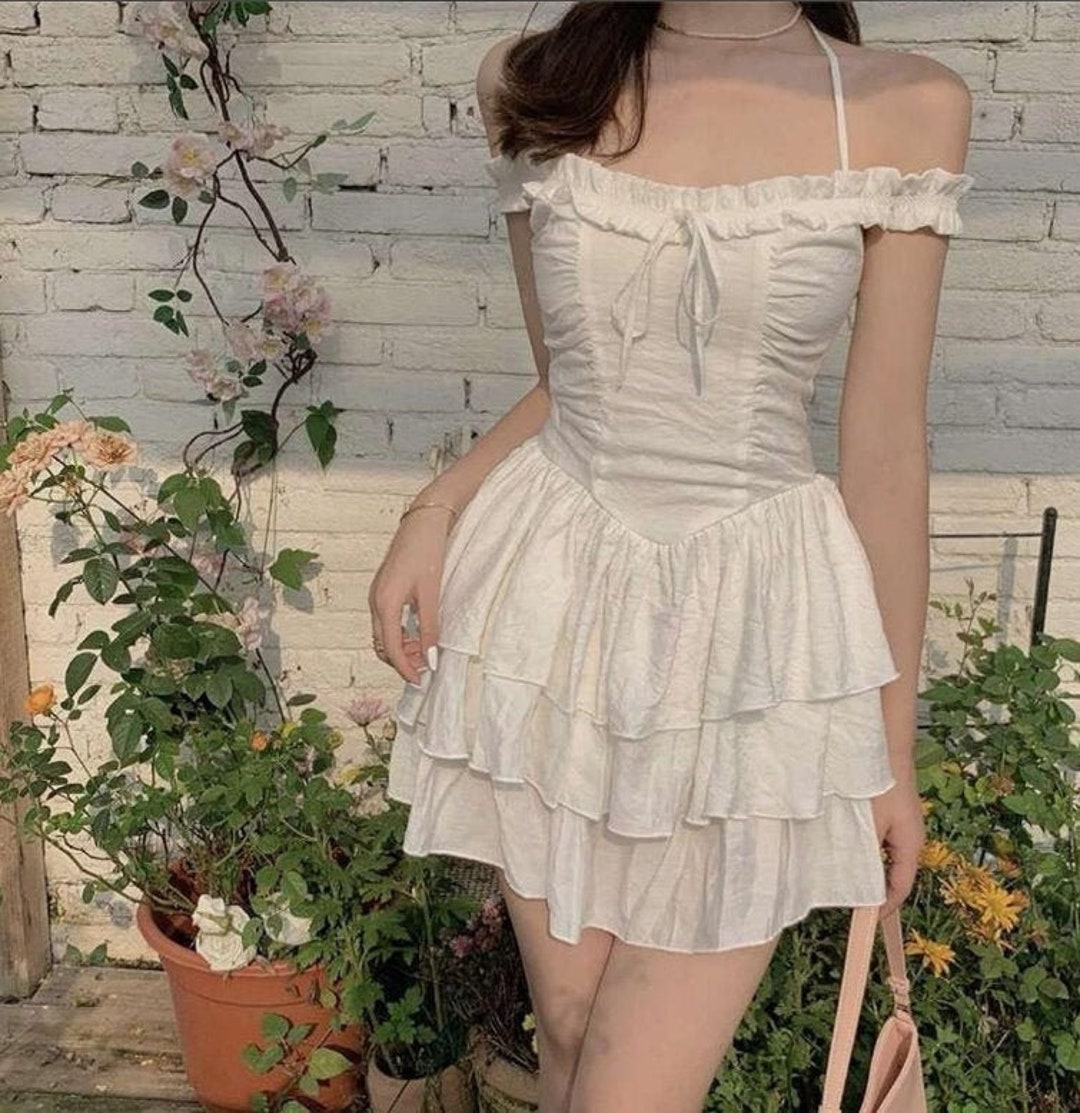 White Cute Fairy Off-the Shoulder Body Con Mini Dress Halter - Etsy
