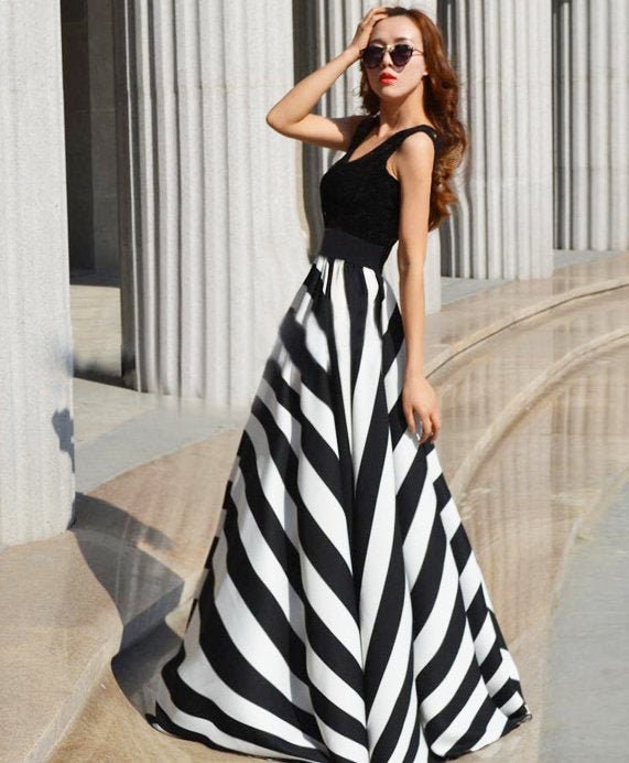 black and white striped dress womens
