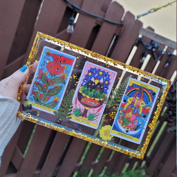 GROTE AANPASBARE TRAY Snuisterij tray / Display Tray / Tarot Card Tray / Rolling Tray / Multifunctionele Hars Tray / Altar Tray / Desgin uw eigen