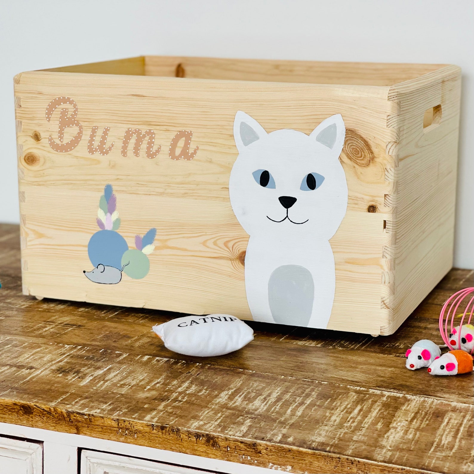 Personalized Cats Toy Box Storage Box for Cat Toys Toy Etsy