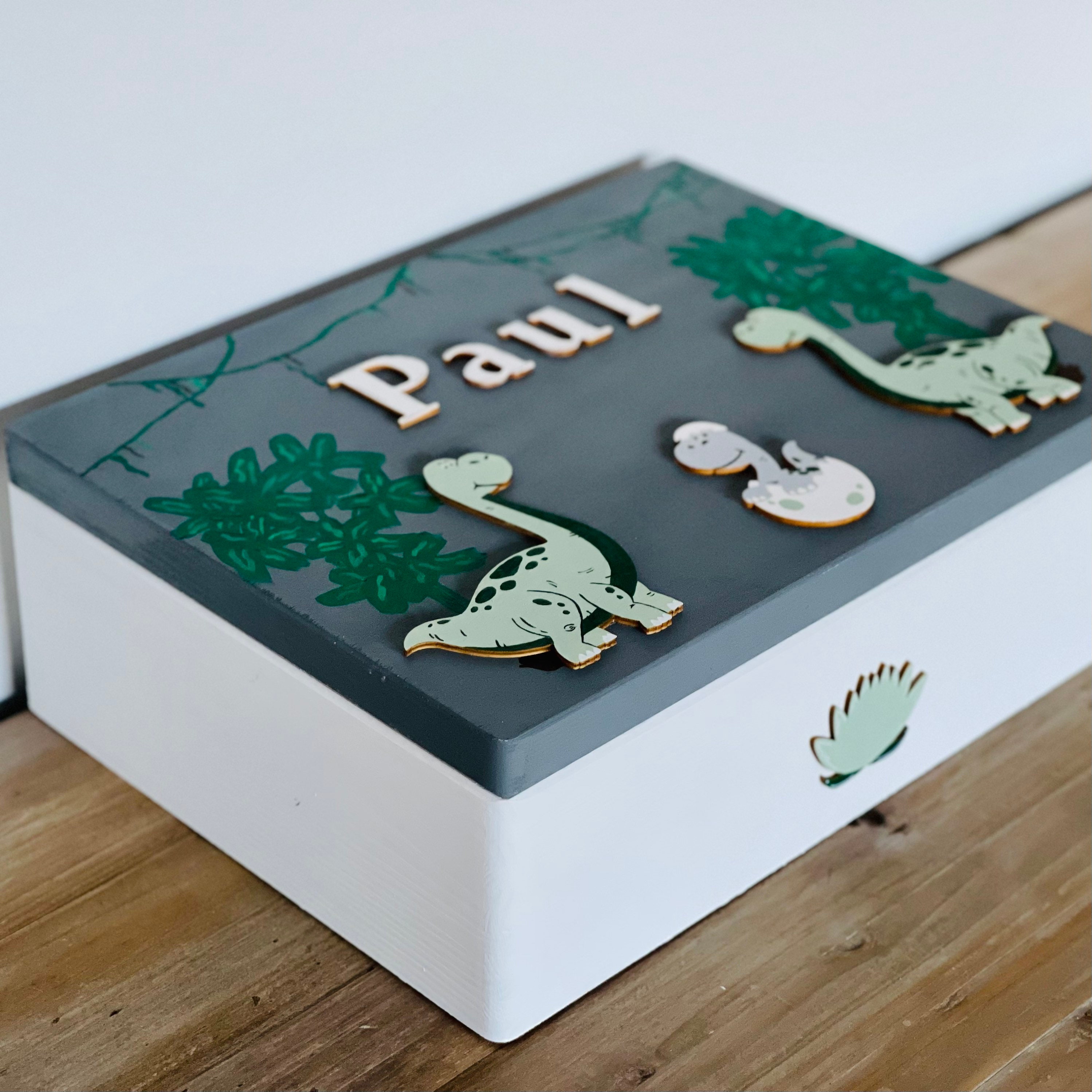 Dinosaurs Keepsake Box from Pine Wood Large and Personalised Etsy