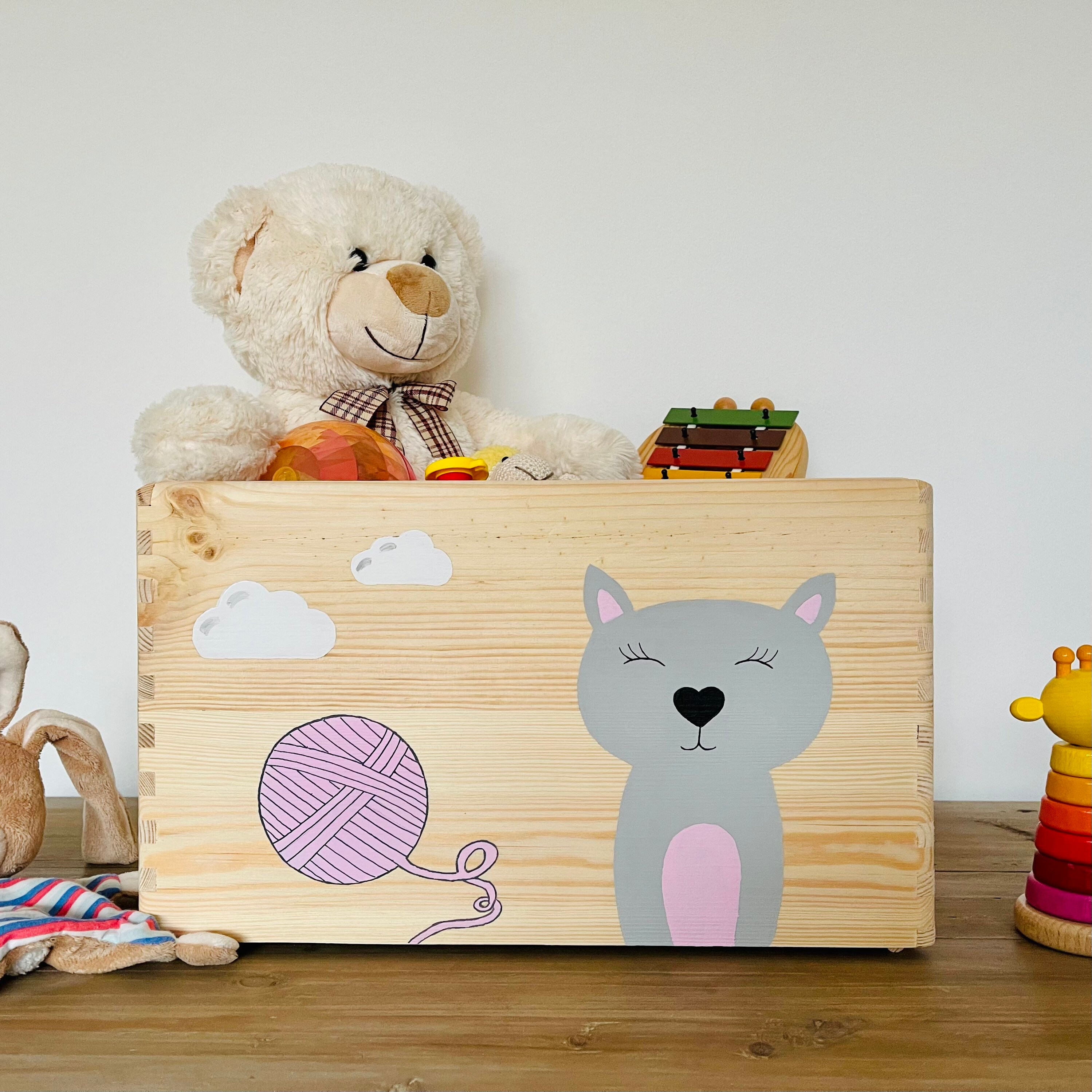 Kitty Cat Toy Box Large and Personalised Toy Storage for Etsy