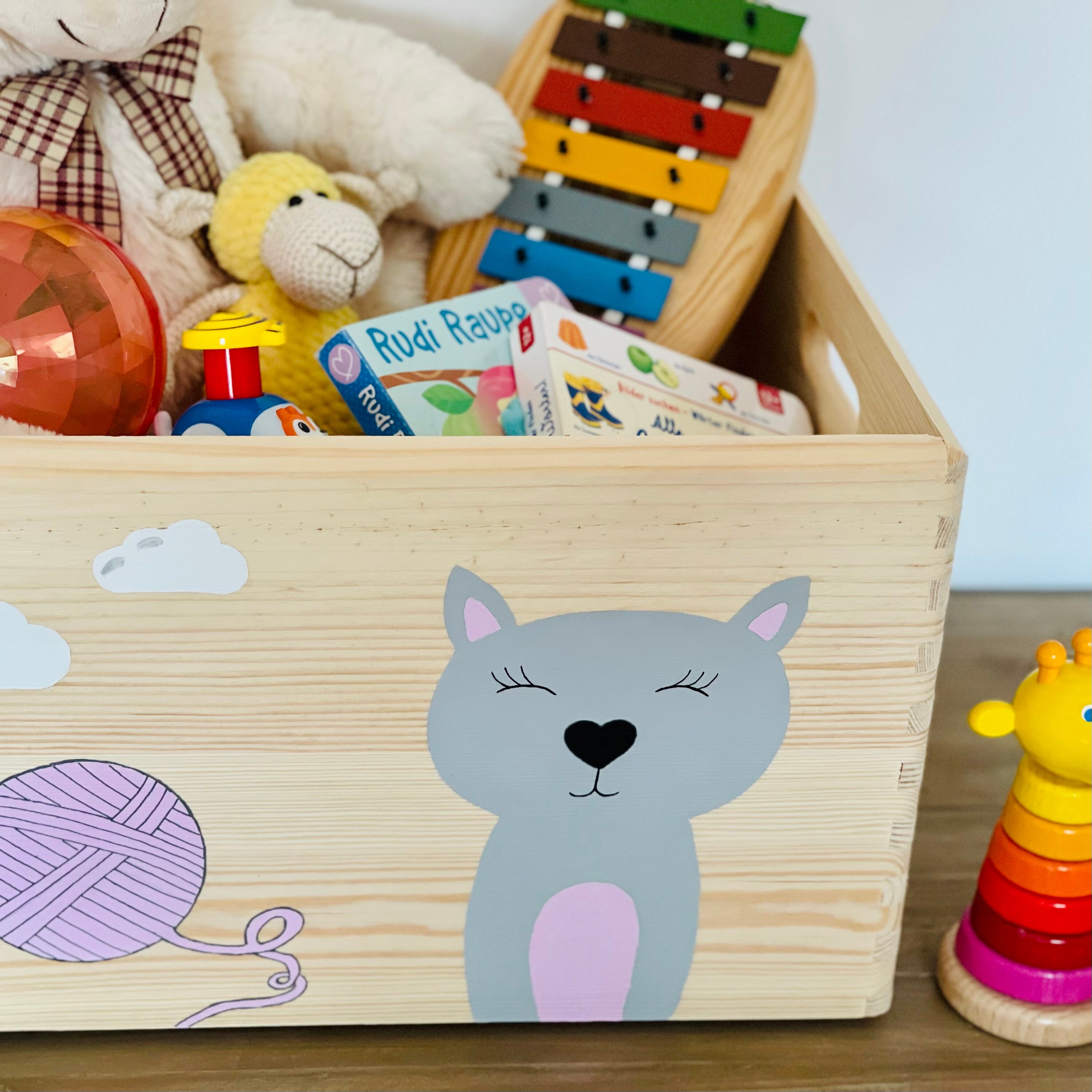 Kitty Cat Toy Box Large and Personalised Toy Storage for Etsy