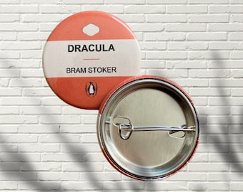 Dracula / Bram Stoker / Penguin Books / Book Cover Handmade Pin Badge 25mm 38mm
