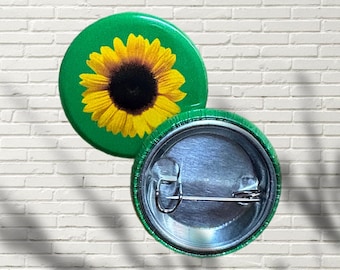 SUNFLOWER Handmade Pin Badge, Fridge Magnet or Keyrings 25mm/1”