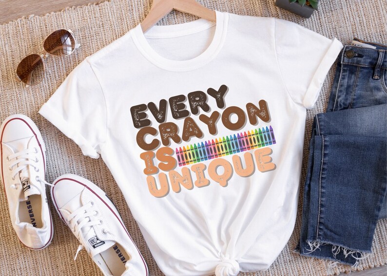 Every Crayon is Unique Short Sleeve Tee Back to School - Etsy