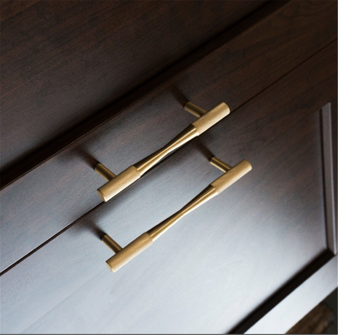 3.78 5.0 Brass Kitchen handles modern knurled Etsy