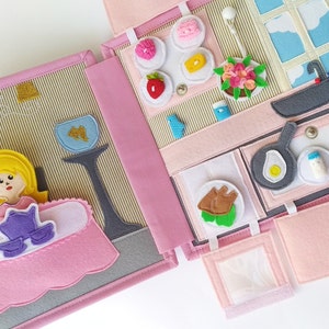 Felt Dollhouse Quiet Book: Handmade Busy Book Gift for Girl