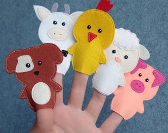 Felt Domestic Animals Pattern: Quiet Book Finger Puppets (PDF, SVG)