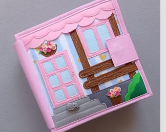 Gift for girl Felt busy book Quiet Book dollhouse Felt quiet book for a doll Pink felt book for girl Birthday gift