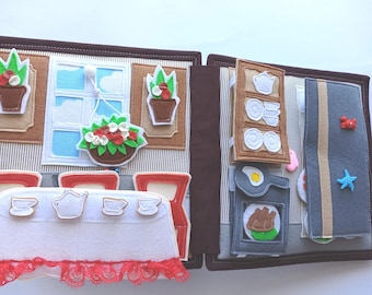 Felt Dollhouse Quiet Book: Handmade Busy Book Gift for Girl