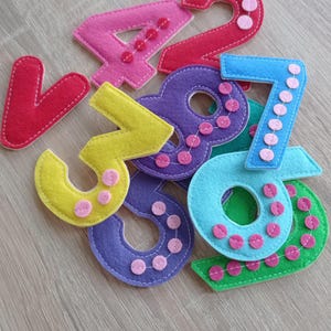 Juguete educativo, números de fieltro coloridos, juguetes de fieltro Montessori, juguete para aprender a contar.